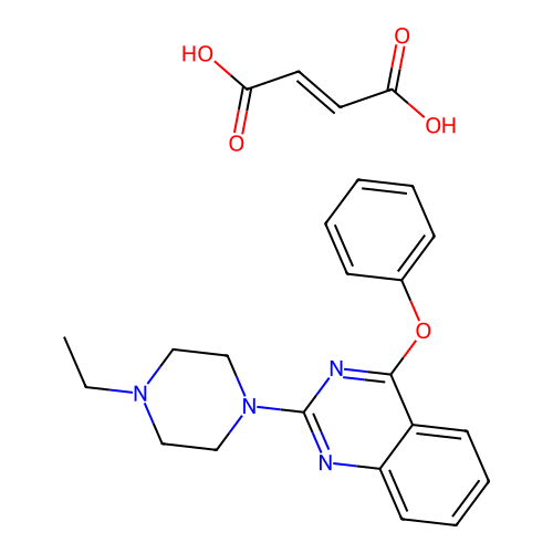 Quinazoline, 2-(4-ethyl-1-piperazinyl)-4-phenoxy-, (E)-2-butenedioate (1:1) structure