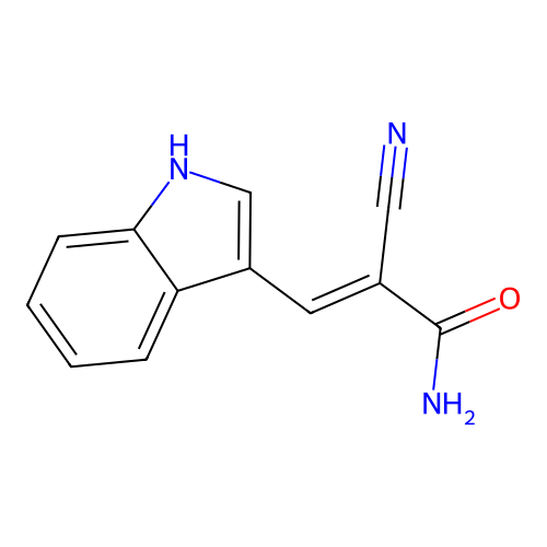 2-cyano-3-(1H-indol-3-yl)acrylamide structure