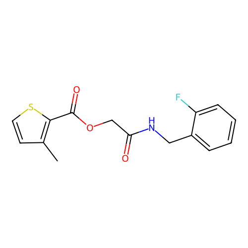 {[(2-Fluorophenyl)methyl]carbamoyl}methyl 3-methylthiophene-2-carboxylate structure