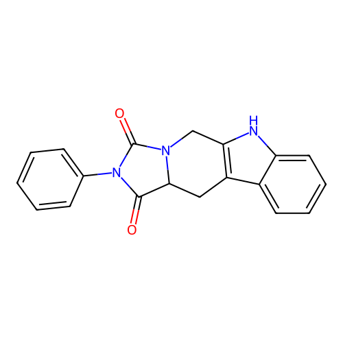 2-phenyl-5,6,11,11a-tetrahydro-1H-imidazo[1',5':1,6]pyrido[3,4-b]indole-1,3(2H)-dione structure