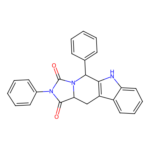 2,5-diphenyl-5,6,11,11a-tetrahydro-1H-imidazo[1',5':1,6]pyrido[3,4-b]indole-1,3(2H)-dione structure