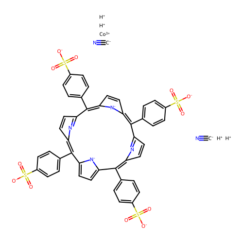 Dicyano-cobalt(III)-tetrakis(4-sulfonatophenyl)porphyrin structure