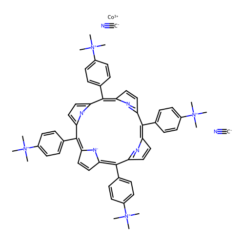 Dicyano-cobalt(III)-tetrakis(4-(trimethylammonio)phenyl)porphyrin structure