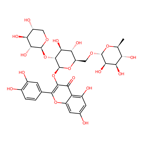 Quercetin 3-O-(2G-beta-D-xylopyranosylrutinoside) structure