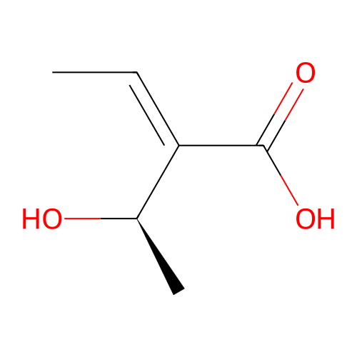 (E)-2-[(1R)-1-hydroxyethyl]but-2-enoic acid structure