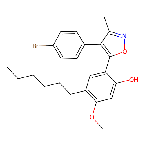 2-(4-(4-Bromophenyl)-3-methylisoxazol-5-yl)-4-hexyl-5-methoxyphenol structure