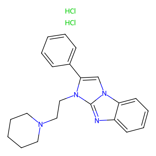 2-phenyl-1-(2-(piperidin-1-yl)ethyl)-1H-benzo[d]imidazo[1,2-a]imidazole dihydrochloride structure