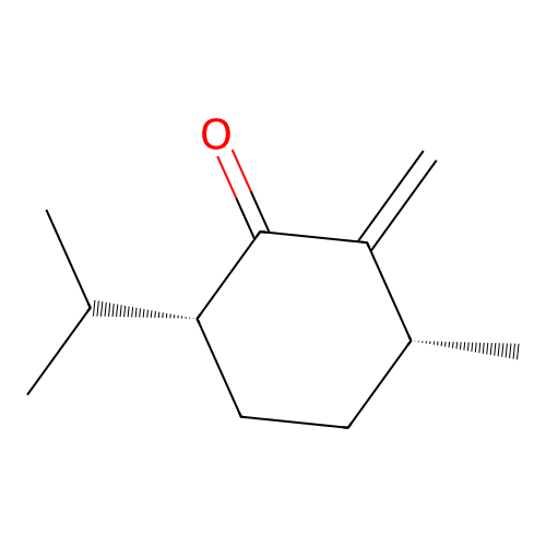 (3R,6R)-3-methyl-2-methylidene-6-propan-2-ylcyclohexan-1-one structure