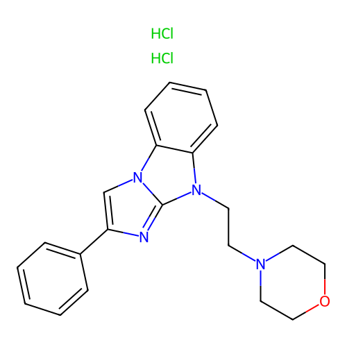 4-(2-(2-phenyl-9H-benzo[d]imidazo[1,2-a]imidazol-9-yl)ethyl)morpholine dihydrochloride structure