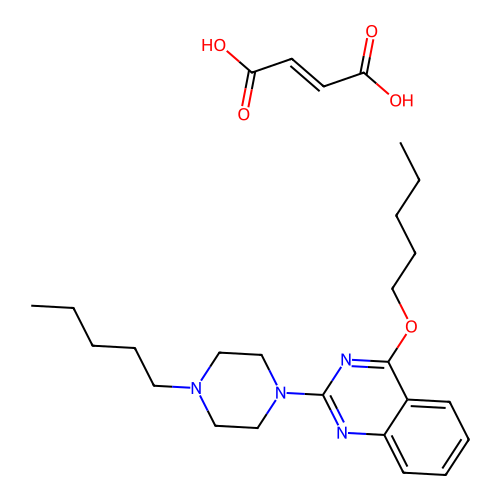 Quinazoline, 4-(pentyloxy)-2-(4-pentyl-1-piperazinyl)-, (E)-2-butenedioate (1:1) structure