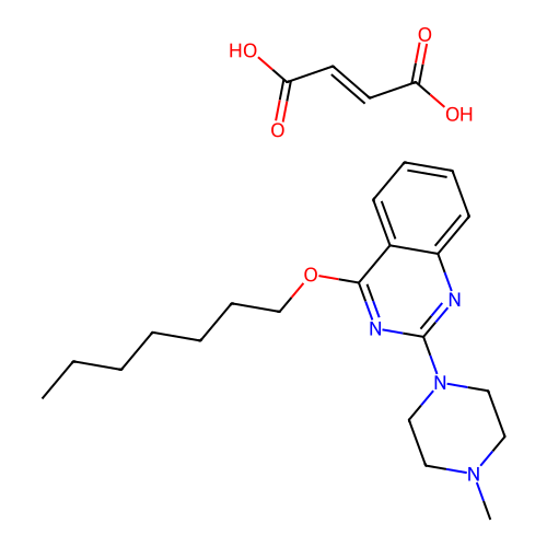 Quinazoline, 4-(heptyloxy)-2-(4-methyl-1-piperazinyl)-, (E)-2-butenedioate (1:1) structure