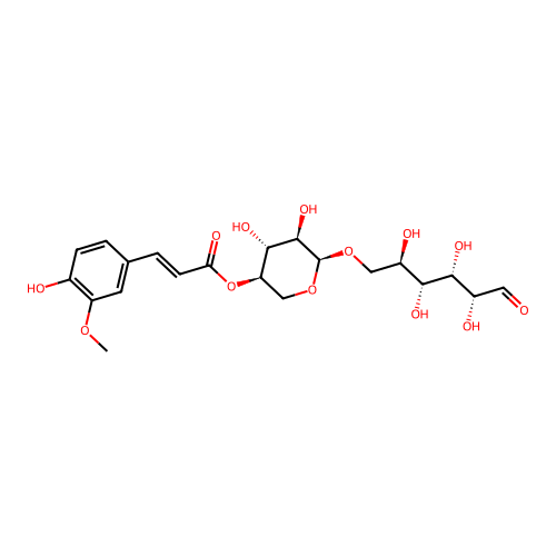 O-(4-O-feruloyl-alpha-xylopyranosyl)-(1-6)-glucopyranose structure