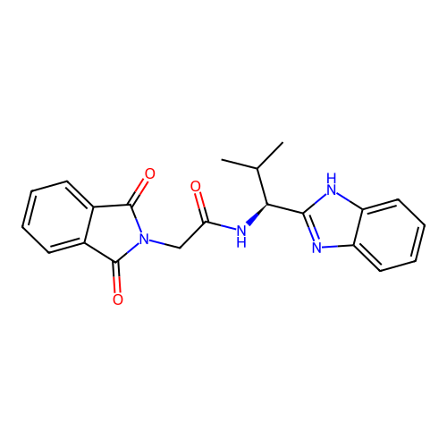 N-[(1S)-1-(1H-benzimidazol-2-yl)-2-methylpropyl]-2-(1,3-dioxoisoindol-2-yl)acetamide structure