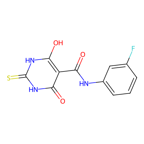 N-(3-Fluorophenyl)-4,6-dihydroxy-2-mercapto-5-pyrimidinecarboxamide structure