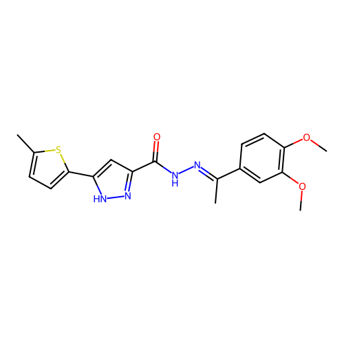 N'-(1-(3,4-DI-Meo-PH)ethylidene)-3-(5-ME-2-thienyl)-1H-pyrazole-5-carbohydrazide structure