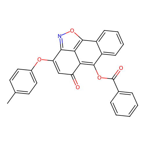 5-oxo-3-(p-tolyloxy)-5H-anthra[1,9-cd]isoxazol-6-yl benzoate structure