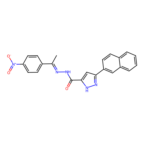 3-(2-naphthyl)-N'-[(E)-1-(4-nitrophenyl)ethylidene]-1H-pyrazole-5-carbohydrazide structure
