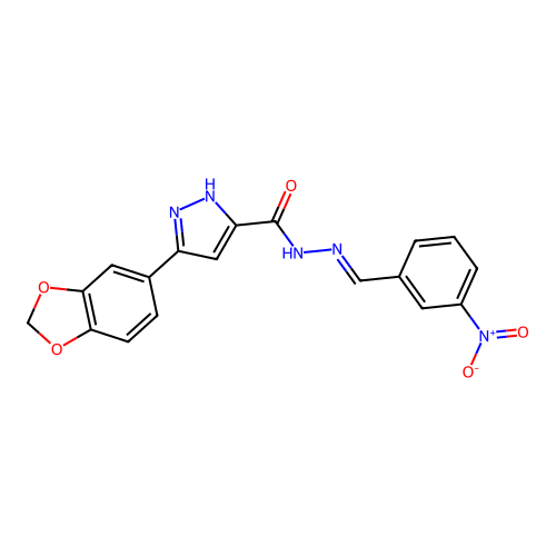 3-(1,3-benzodioxol-5-yl)-N'-[(E)-(3-nitrophenyl)methylidene]-1H-pyrazole-5-carbohydrazide structure