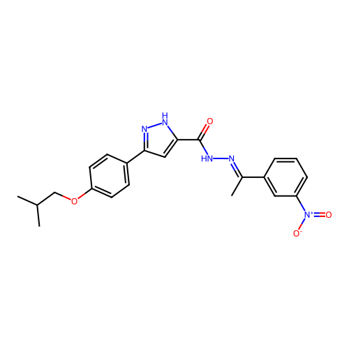 3-(4-Isobutoxyphenyl)-N'-(1-(3-nitro-PH)ethylidene)-1H-pyrazole-5-carbohydrazide structure