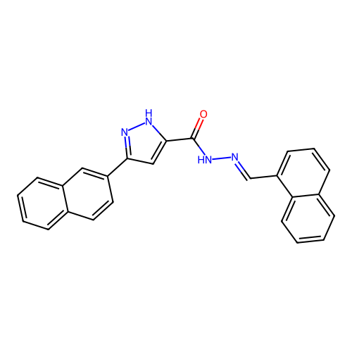 3-(2-naphthyl)-N'-[(E)-1-naphthylmethylidene]-1H-pyrazole-5-carbohydrazide structure