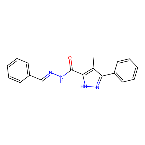 4-methyl-3-phenyl-N'-[(E)-phenylmethylidene]-1H-pyrazole-5-carbohydrazide structure
