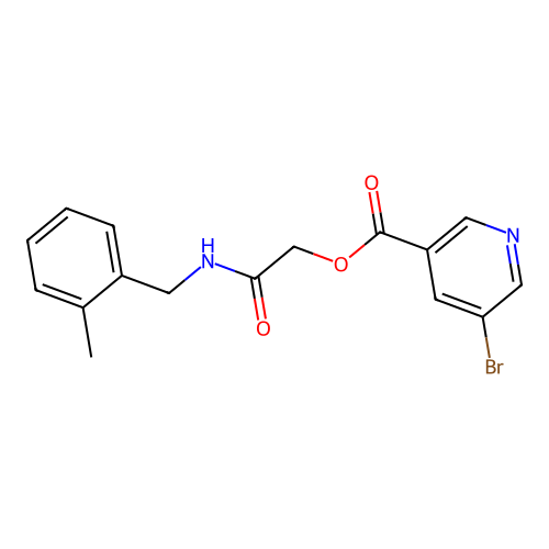 [2-[(2-Methylphenyl)methylamino]-2-oxoethyl] 5-bromopyridine-3-carboxylate structure