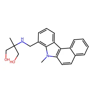 2-Methyl-2-(((7-methyl-7H-benzo(c)carbazol-8-yl)methyl)amino)-1,3-propanediol structure