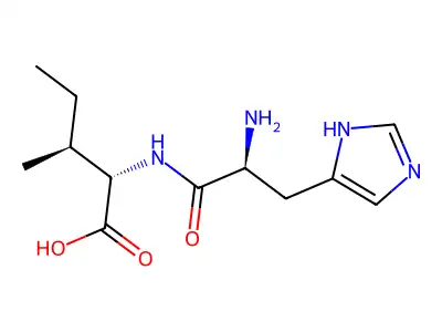 2-[[2-amino-3-(1H-imidazol-5-yl)propanoyl]amino]-3-methylpentanoic acid structure
