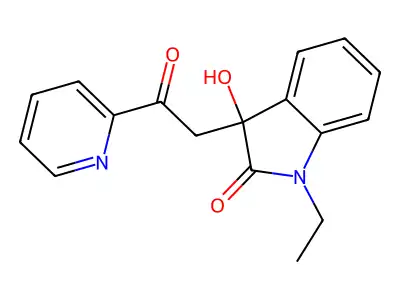 1-Ethyl-3-hydroxy-3-(2-oxo-2-pyridin-2-ylethyl)indol-2-one structure