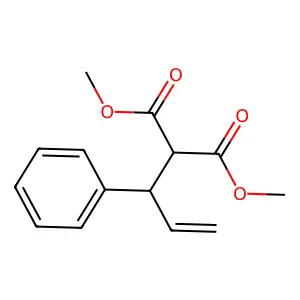 dimethyl 2-[(1S)-1-phenylprop-2-enyl]propanedioate structure
