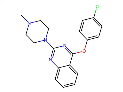 Quinazoline, 4-(4-chlorophenoxy)-2-(4-methyl-1-piperazinyl)- structure