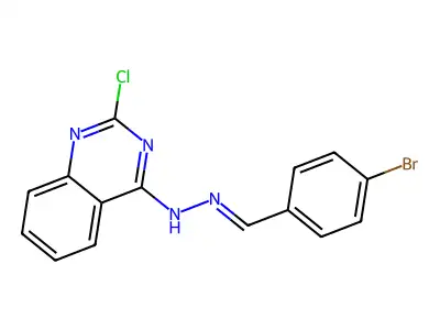 N-[(4-bromophenyl)methylideneamino]-2-chloroquinazolin-4-amine structure