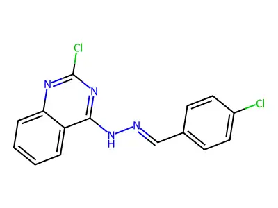 2-chloro-N-[(4-chlorophenyl)methylideneamino]quinazolin-4-amine structure
