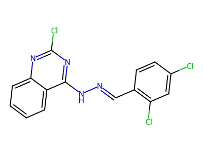2-chloro-N-[(2,4-dichlorophenyl)methylideneamino]quinazolin-4-amine structure