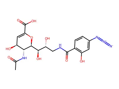 5-N-Acetyl-9-(4-azidosalicoylamido)-2-deoxy-2,3-didehydroneuraminic acid structure