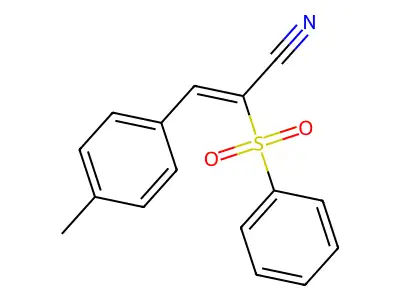 (2E)-3-(4-methylphenyl)-2-(phenylsulfonyl)prop-2-enenitrile structure