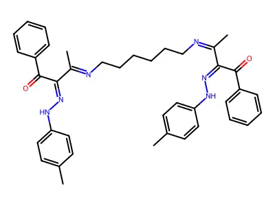 1,2-Butanedione, 3,3'-(1,6-hexanediyldinitrilo)bis[1-phenyl-, 2,2'-bis[(4-methylphenyl)hydrazone] structure
