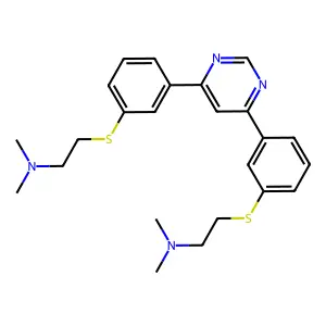 4,6-Bis(3'-((2''-(dimethylamino)ethyl)thio)phenyl)pyrimidine structure