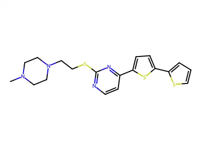 4-biThienyl-2-SEt(4-MePip)Pyrimidine structure