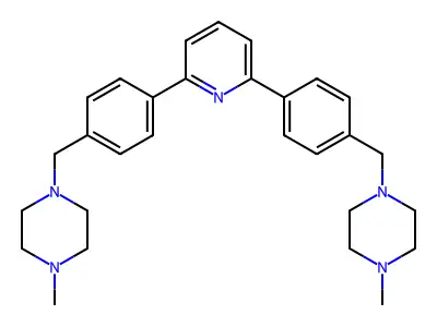 Piperazine, 1,1'-(2,6-pyridinediylbis(4,1-phenylenemethylene))bis(4-methyl- structure