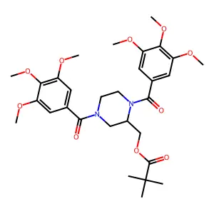 N,N'-Bis(3,4,5-trimethoxylbenzoyl)-2-piperizinylmethyl 2,2-dimethylpropanoate structure