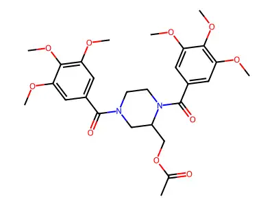 2-Piperazinemethanol, 1,4-bis(3,4,5-trimethoxybenzoyl)-, acetate (ester) structure