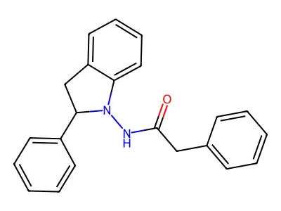 2-phenyl-N-(2-phenyl-2,3-dihydroindol-1-yl)acetamide structure