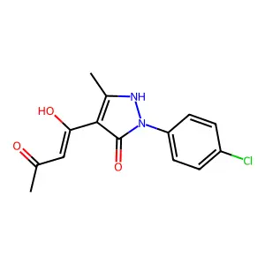 2-(4-chlorophenyl)-4-(1-hydroxy-3-oxobut-1-enyl)-5-methyl-1H-pyrazol-3-one structure