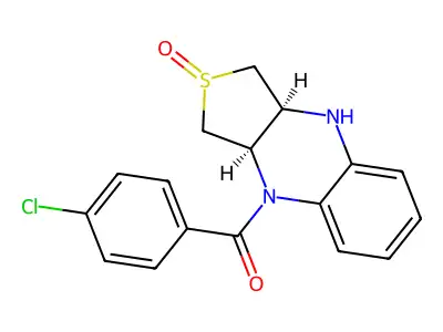 1,3,3a,4,9,9a-Hexahydro-4-(4-chlorobenzoyl)thieno(3,4-b)quinoxaline 2,2-dioxide structure