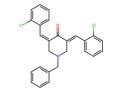 1-Benzyl-3,5-bis[(2-chlorophenyl)methylidene]piperidin-4-one structure