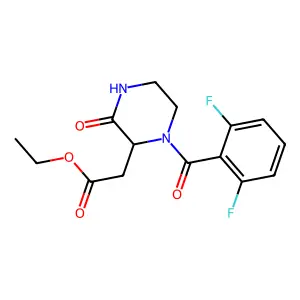Ethyl 2-[1-(2,6-difluorobenzoyl)-3-oxo-2-piperazinyl]acetate structure