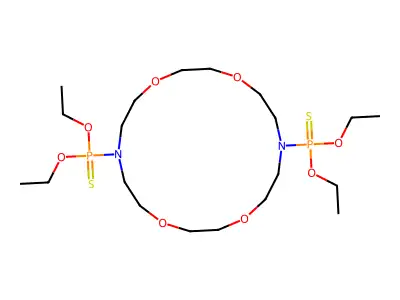 O,O-diethyl {16-[diethoxy(sulfanylidene)-lambda5-phosphanyl]-1,4,10,13-tetraoxa-7,16-diazacyclooctadecan-7-yl}phosphonothioate structure