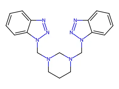 1-{[3-(1H-1,2,3-Benzotriazol-1-ylmethyl)-1,3-diazinan-1-yl]methyl}-1H-1,2,3-benzotriazole structure