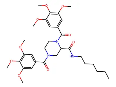 2-Piperazinecarboxamide, 1,4-bis(3,4,5-trimethoxybenzoyl)-N-hexyl- structure
